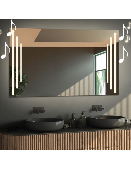 Obdĺžnikové kúpeľňové zrkadlo s reproduktorom bluetooth - ALIS LED PREMIUM