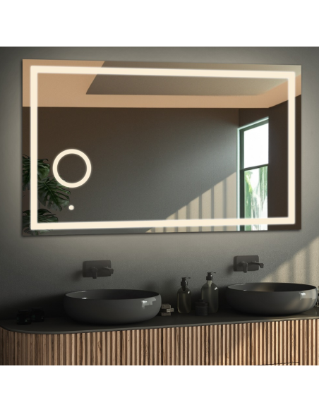 Obdĺžnikové kúpeľňové zrkadlo s led zoom zrkadlom - EMI LED PREMIUM