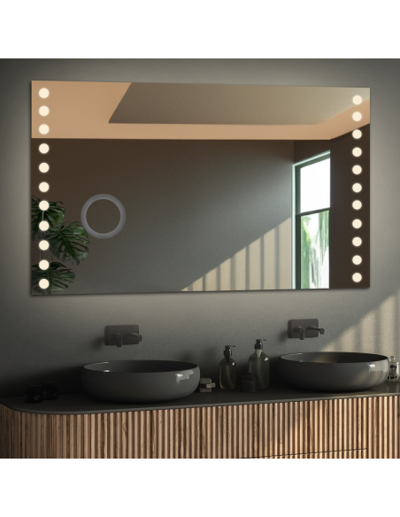 Obdĺžnikové kúpeľňové zrkadlo so zoomom - OLIWIA LED PREMIUM