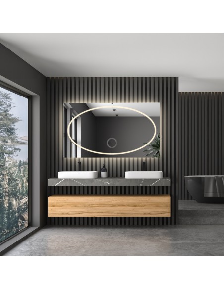 Obdĺžnikové kúpeľňové zrkadlo so zoomom - MELISA LED PREMIUM