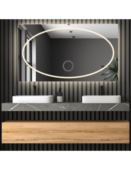 Obdĺžnikové kúpeľňové zrkadlo so zoomom - MELISA LED PREMIUM