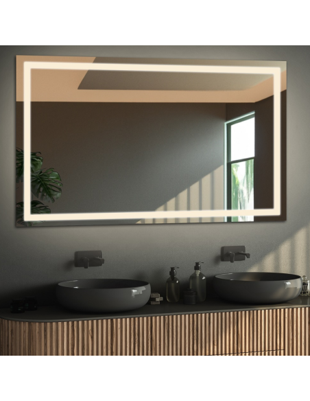 Obdĺžnikové kúpeľňové zrkadlo s antiparnou podložkou - EMI LED PREMIUM