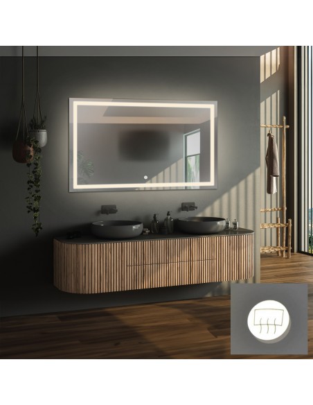 Obdĺžnikové kúpeľňové zrkadlo s antiparnou podložkou - EMI LED PREMIUM