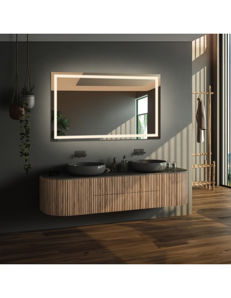 Obdĺžnikové kúpeľňové zrkadlo s antiparnou podložkou - EMI LED PREMIUM