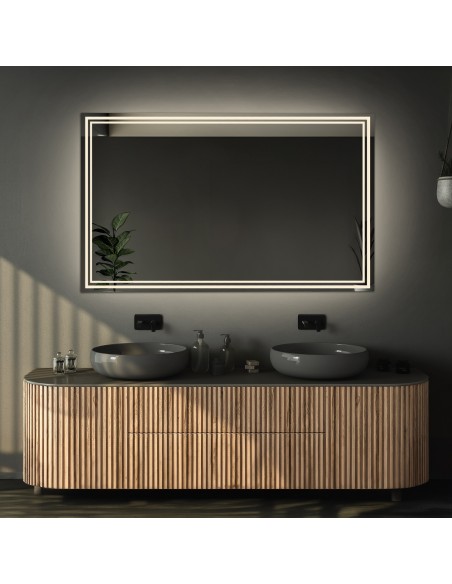 Obdĺžnikové kúpeľňové zrkadlo s antiparnou podložkou - MIA LED PREMIUM