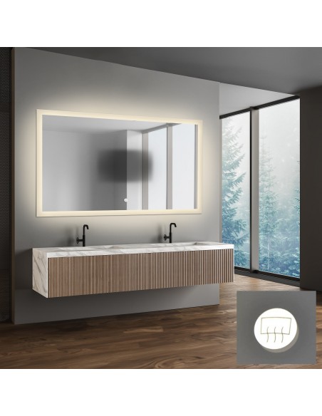 Obdĺžnikové kúpeľňové zrkadlo s antiparnou podložkou - MOIRA LED PREMIUM