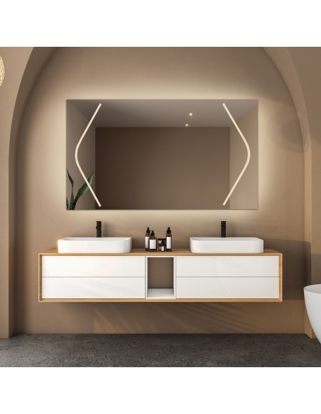 Obdĺžnikové kúpeľňové zrkadlo s antiparnou podložkou - SOFIA LED PREMIUM