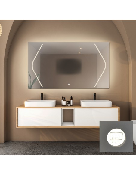 Obdĺžnikové kúpeľňové zrkadlo s antiparnou podložkou - SOFIA LED PREMIUM