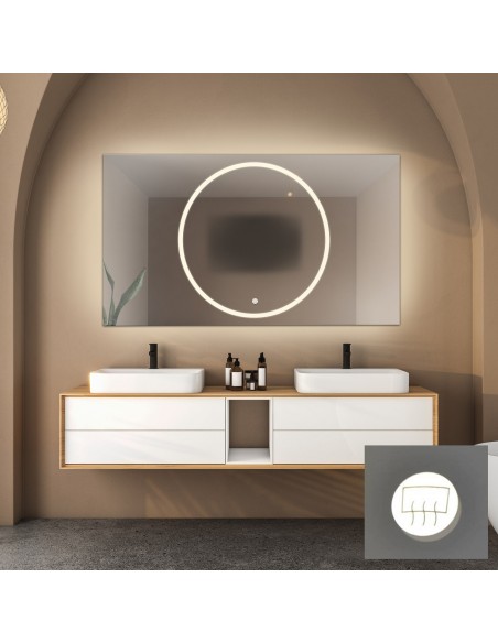 Obdĺžnikové kúpeľňové zrkadlo s antiparnou podložkou - HUGO LED PREMIUM