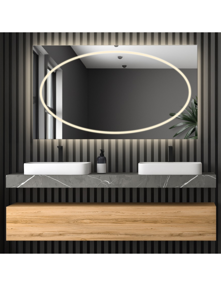 Obdĺžnikové kúpeľňové zrkadlo s antiparnou podložkou - MELISA LED PREMIUM