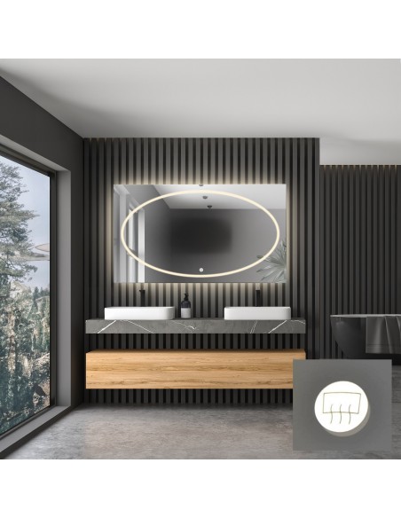 Obdĺžnikové kúpeľňové zrkadlo s antiparnou podložkou - MELISA LED PREMIUM