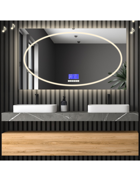 Obdĺžnikové kúpeľňové zrkadlo s dotykovým panelom - MELISA LED PREMIUM