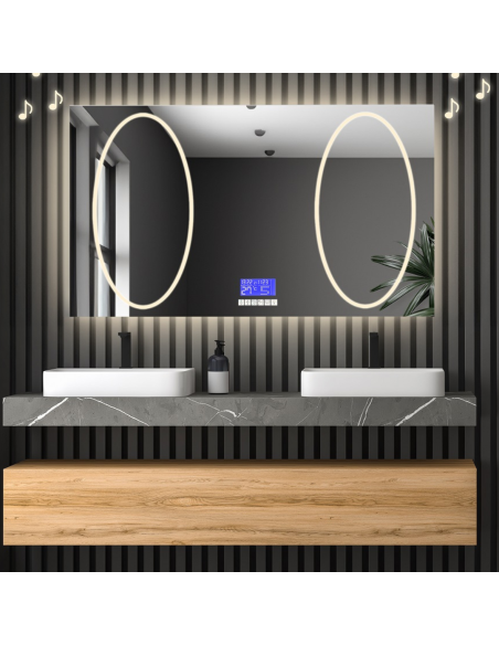 Obdĺžnikové kúpeľňové zrkadlo s dotykovým panelom - MELISA II LED PREMIUM