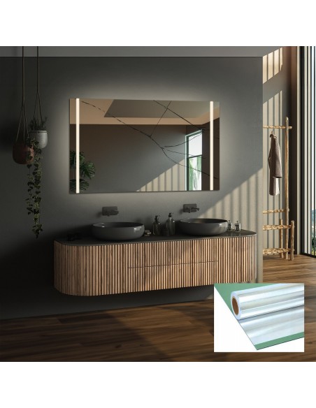 Kúpeľňové obdĺžnikové zrkadlo s bezpečnostnou fóliou - FLAWIA LED PREMIUM