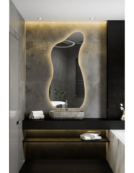 Organicky tvarované zrkadlo s osvetlením - ANGELIT LED