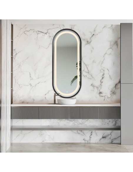 Oválne zrkadlo v mdf ráme s osvetlením - OSKAR V LED RÁME III