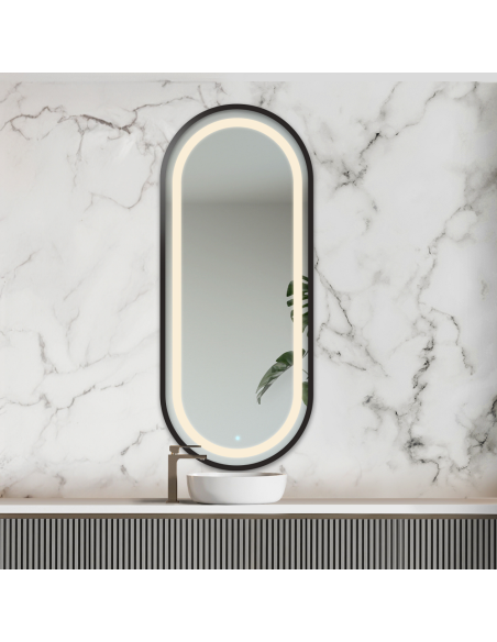 Oválne zrkadlo v mdf ráme s osvetlením - OSKAR V LED RÁME III