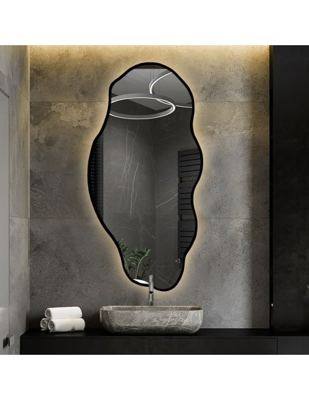 Zrkadlo s organickým tvarom a osvetleným rámom - LOLIT V RÁME LED