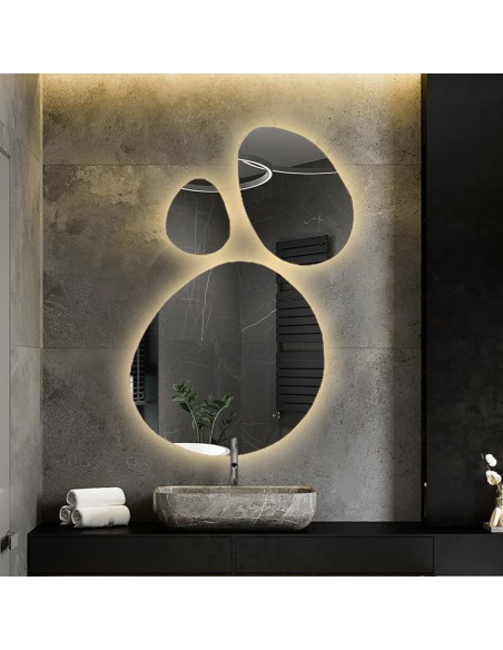 Súprava troch zrkadiel s organickým tvarom s podsvietením - OPALIT LED