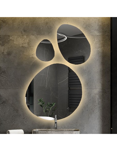 Súprava troch zrkadiel s organickým tvarom s podsvietením - OPALIT LED