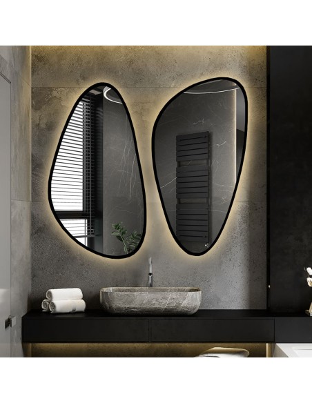 Súprava dvoch nepravidelných zrkadiel v ráme s podsvietením - SELENIT V RÁME LED