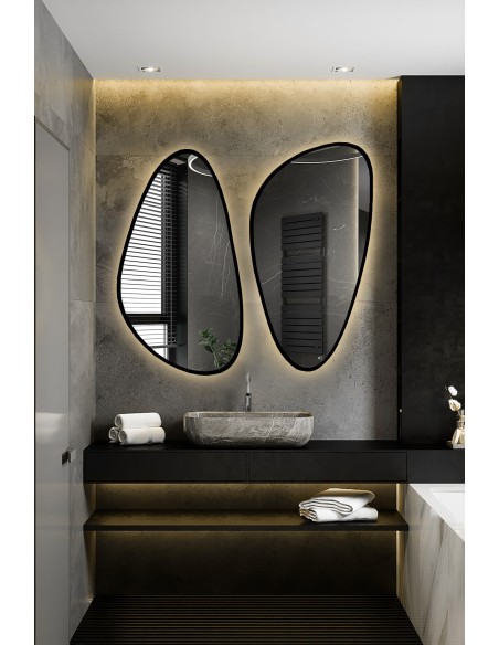 Súprava dvoch nepravidelných zrkadiel v ráme s podsvietením - SELENIT V RÁME LED