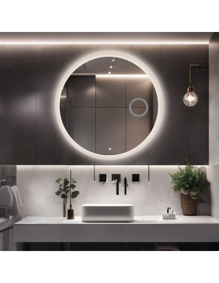 Kúpeľňové okrúhle zrkadlo so zoom zrkadlom a vypínačom - CAPELLA LED PREMIUM