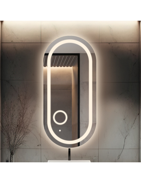 Kúpeľňové oválne zrkadlo s led zoom zrkadlom - HOLI LED PREMIUM