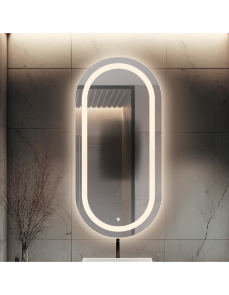 Kúpeľňové oválne zrkadlo s antiparnou podložkou - HOLI LED PREMIUM