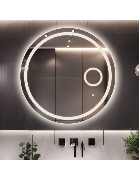 Kúpeľňové okrúhle zrkadlo s led zoom zrkadlom - MAIA LED PREMIUM