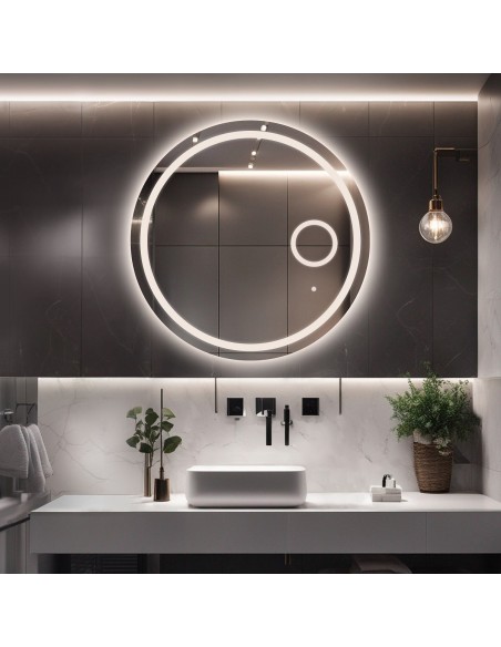Kúpeľňové okrúhle zrkadlo s led zoom zrkadlom - MAIA LED PREMIUM