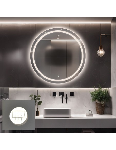 Kúpeľňové okrúhle zrkadlo s antiparnou podložkou- MAIA LED PREMIUM