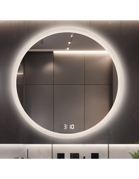 Kúpeľňové okrúhle zrkadlo s digitálnym hodinami - CAPELLA LED PREMIUM