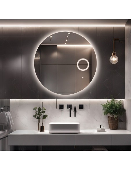 Kúpeľňové okrúhle zrkadlo s led zoom zrkadlom - LED KRUH PREMIUM