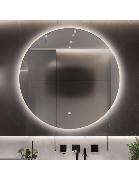 Kúpeľňové okrúhle zrkadlo s antiparnou podložkou - LED KRUH PREMIUM