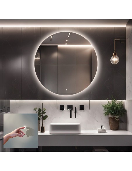 Kúpeľňové okrúhle zrkadlo s vypínačom - LED KRUH PREMIUM