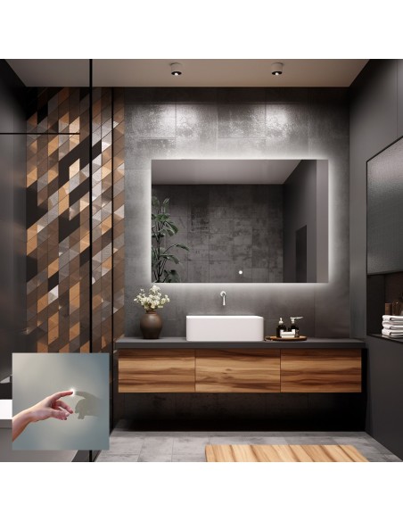 Kúpeľňové obdĺžnikové zrkadlo s vypínačom - AGIS LED PREMIUM