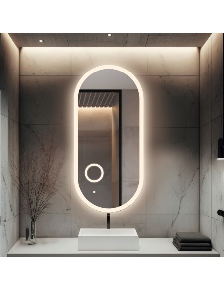 Kúpeľňové oválne zrkadlo s led zoom zrkadlom - ROMI LED PREMIUM