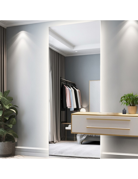 Veľké obdĺžnikové zrkadlo do kúpeľne s výrezom na skrinku so svietením - AGIS LED