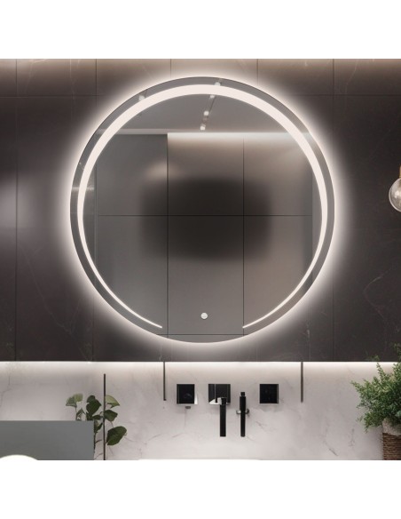 Kúpeľňové okrúhle zrkadlo s antiparnou podložkou - NELA LED PREMIUM