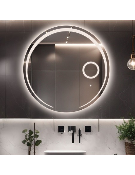 Kúpeľňové okrúhle zrkadlo s led zoom zrkadlom - NELA LED PREMIUM