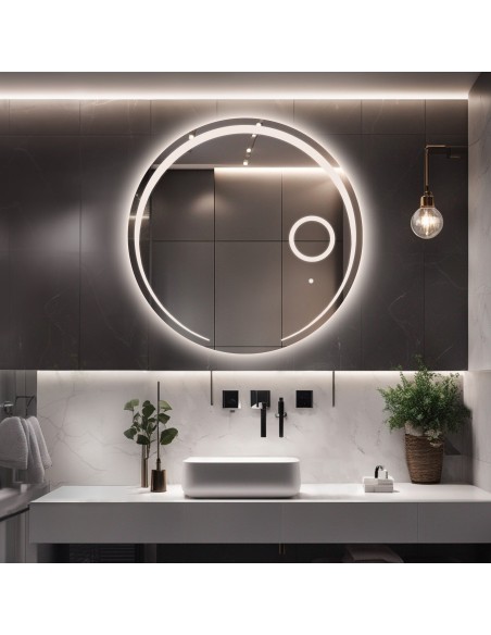 Kúpeľňové okrúhle zrkadlo s led zoom zrkadlom - NELA LED PREMIUM