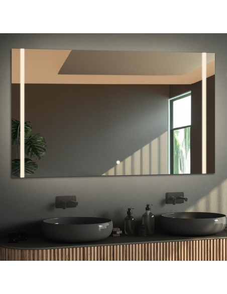 Kúpeľňové obdĺžnikové zrkadlo s Bluetooth reproduktorom a vypínačom - FLAWIA LED PREMIUM