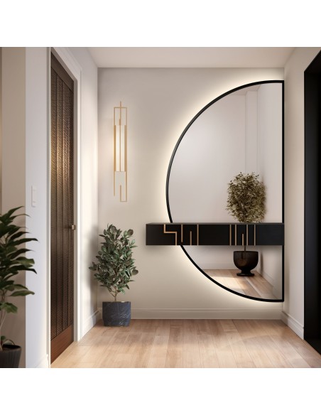 Polkruhové zrkadlo v dvoch častiach v ráme s podsvietením - DOPPIO V RÁME LED
