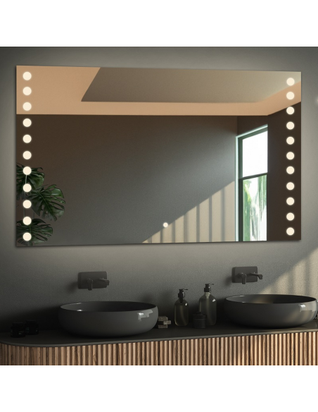 Kúpeľňové obdĺžnikové zrkadlo s Bluetooth reproduktorom a vypínačom - OLIWIA LED PREMIUM