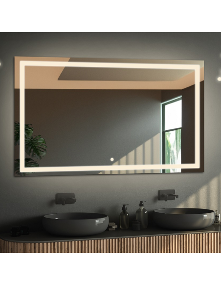 Kúpeľňové obdĺžnikové zrkadlo s Bluetooth reproduktorom a vypínačom - EMI LED PREMIUM