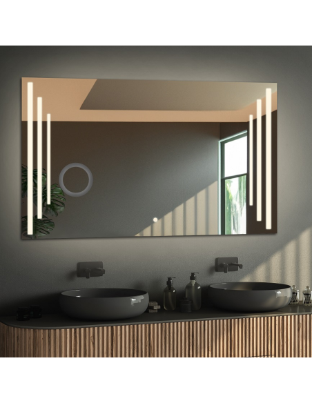 Kúpeľňové obdĺžnikové zrkadlo so zoom zrkadlom a vypínačom - ALIS LED PREMIUM