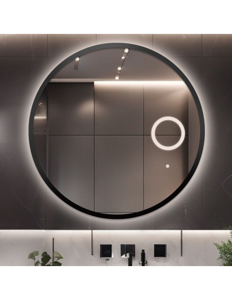 Kúpeľňové okrúhle zrkadlo v rámiku s led zoom zrkadlom - OTTO LED PREMIUM