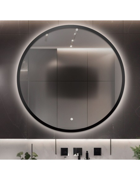Kúpeľňové okrúhle zrkadlo v rámiku s antiparnou podložkou - OTTO LED PREMIUM