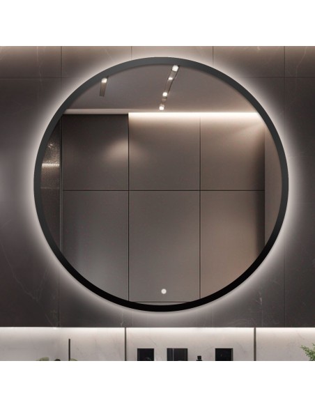 Kúpeľňové okrúhle zrkadlo v rámiku s vypínačom - OTTO LED PREMIUM